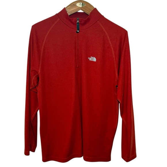 The North Face Flights Pullover‎ Shirt Mens LARGE Red Orange Half Zip Activewear - Picture 1 of 9